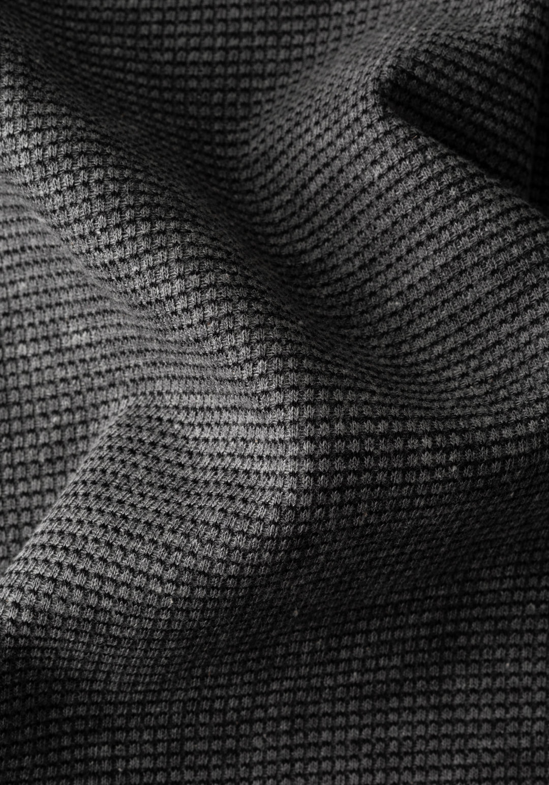 Jet Grey Cotton Waffle Polo Shirt