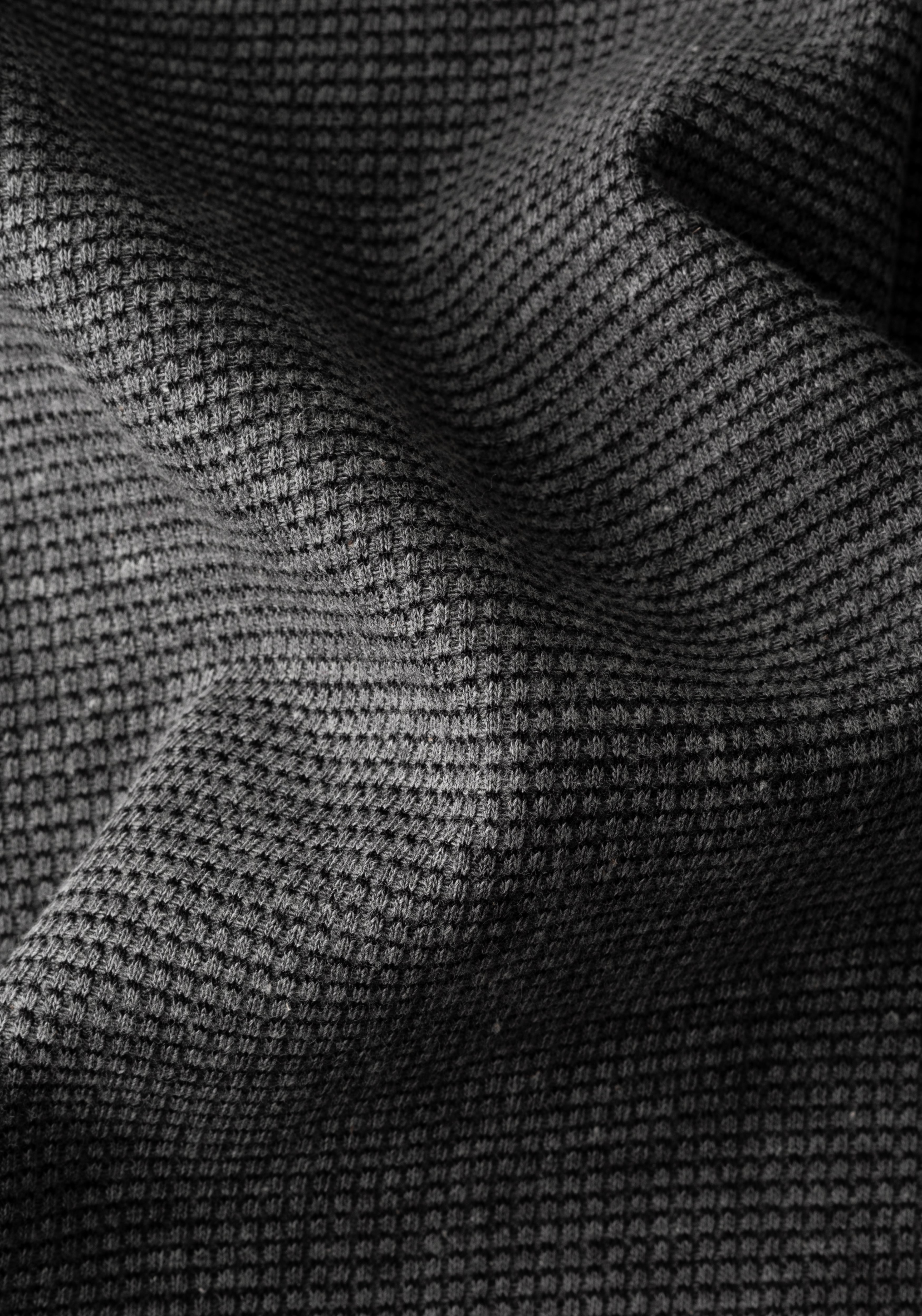 Jet Grey Cotton Waffle Polo Shirt