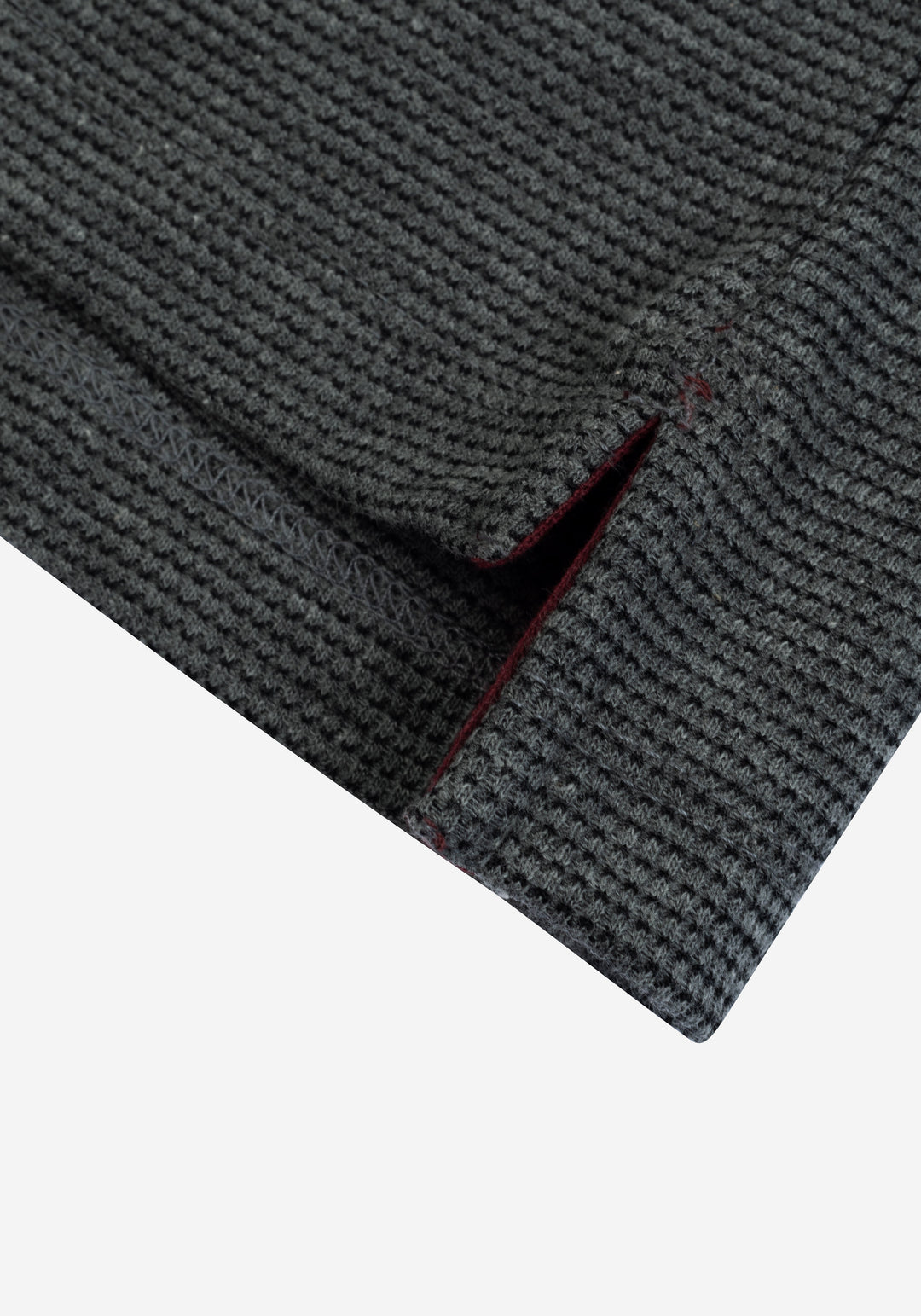 Jet Grey Cotton Waffle Polo Shirt