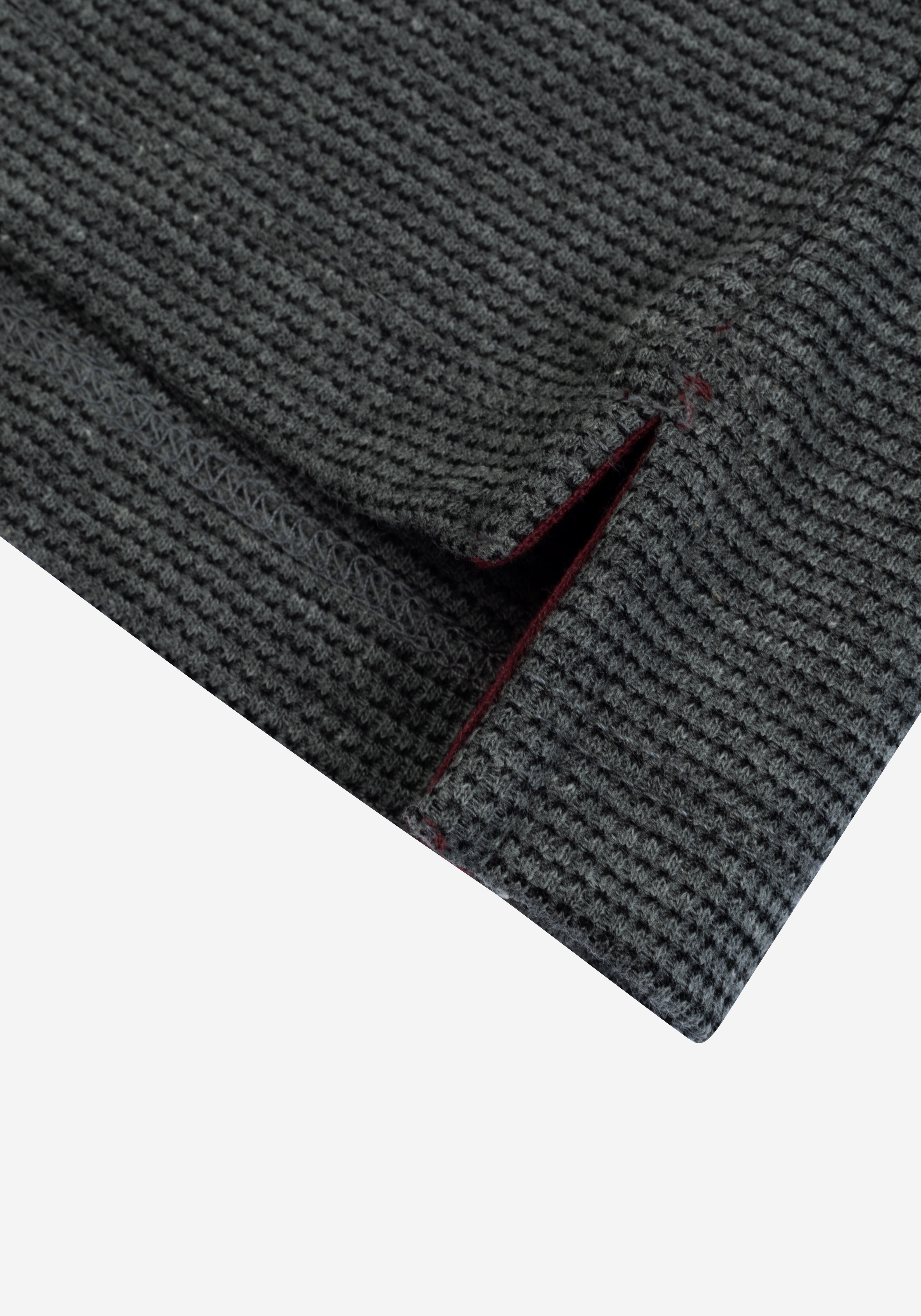 Jet Grey Cotton Waffle Polo Shirt