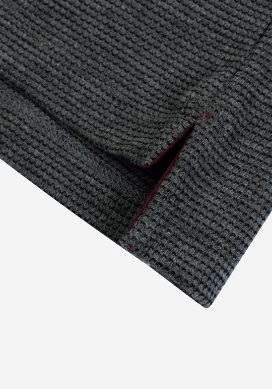Jet Grey Cotton Waffle Polo Shirt