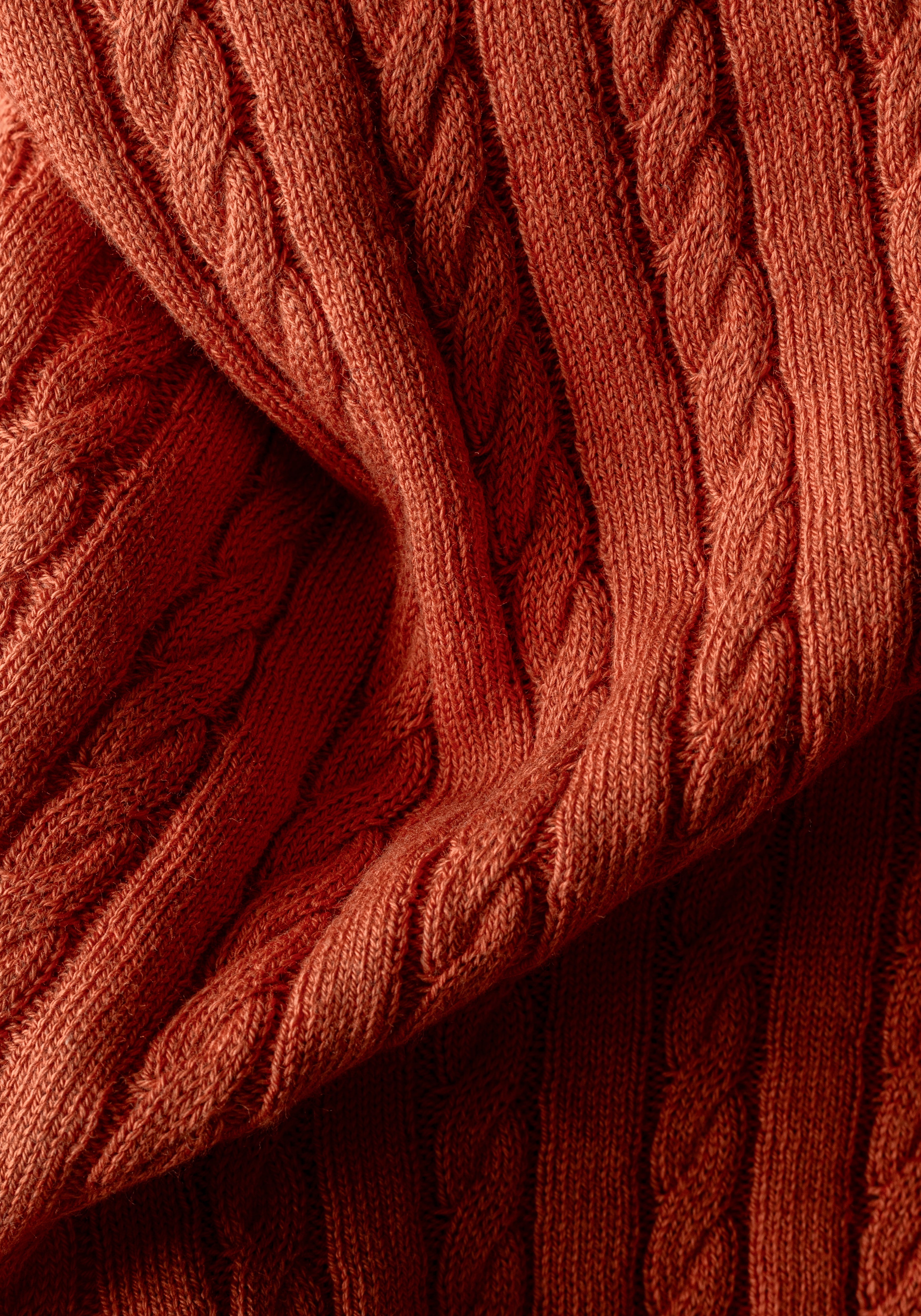 Burnt Orange Braided Knitted Polo Shirt