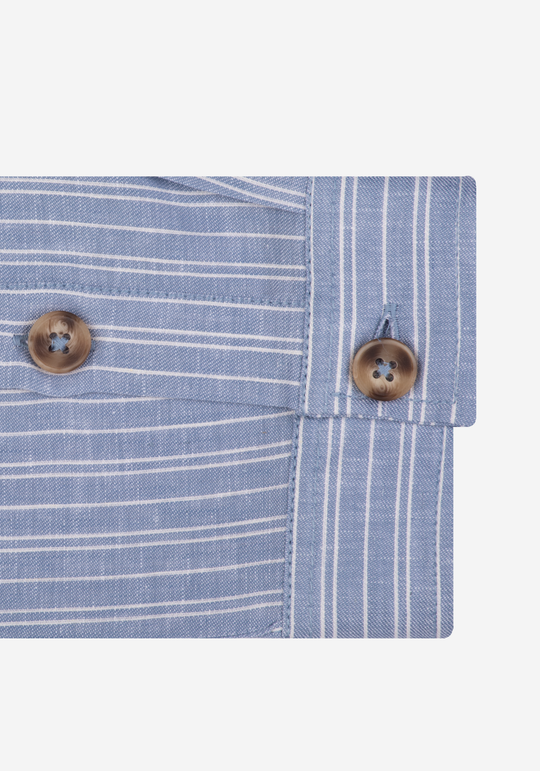 Light Pastel Blue Stripe Linen Overshirt