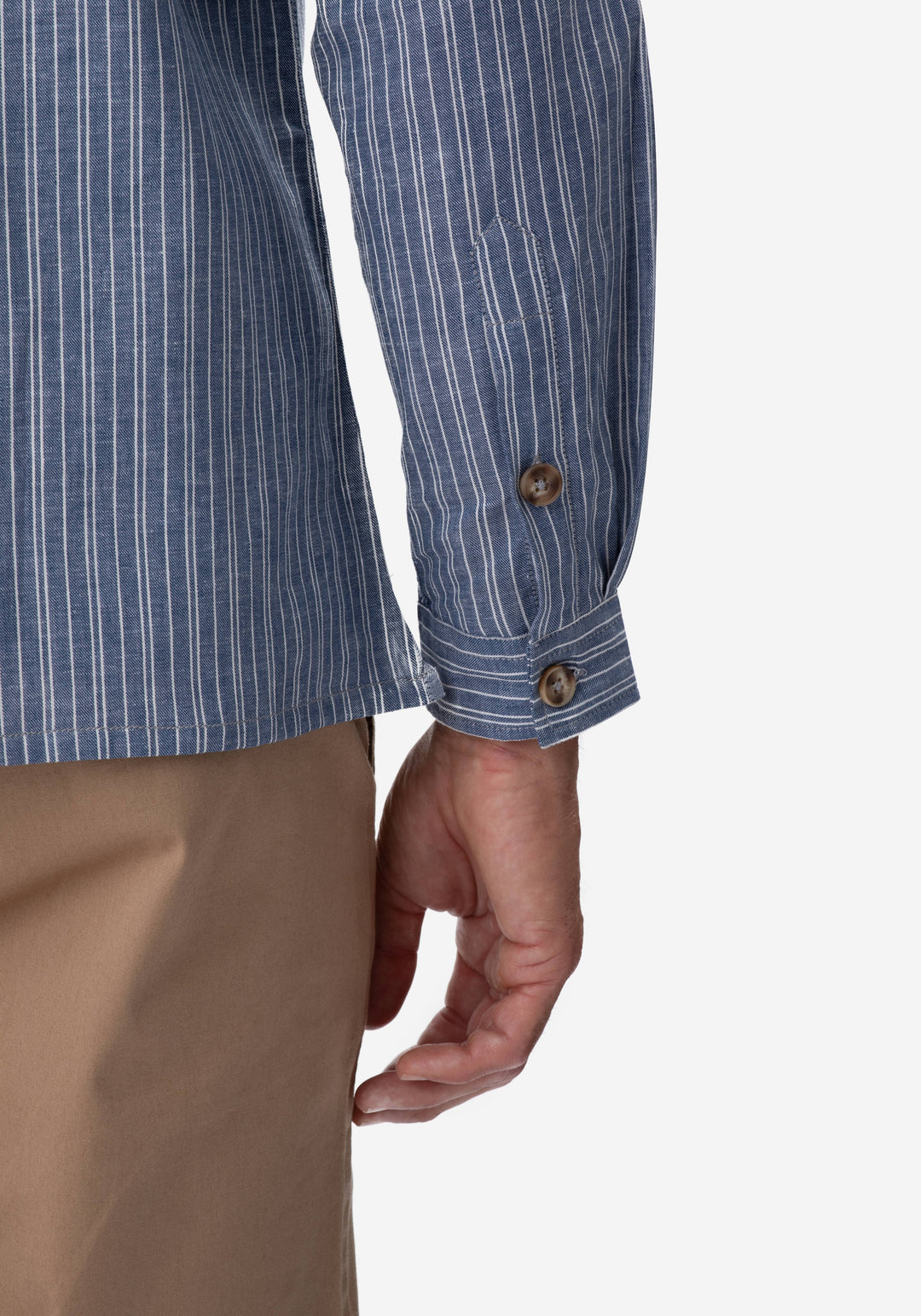 Midnight Blue Stripe Linen Overshirt