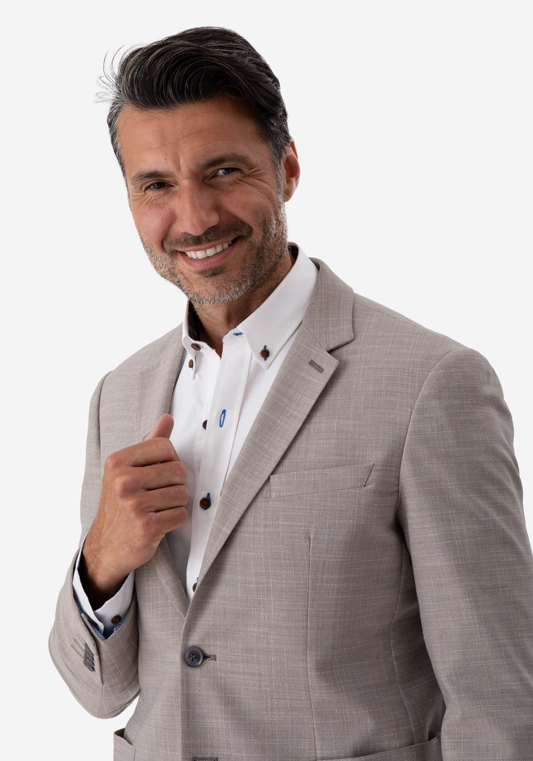 Contemporary Fit Sand Beige Havana Blazer