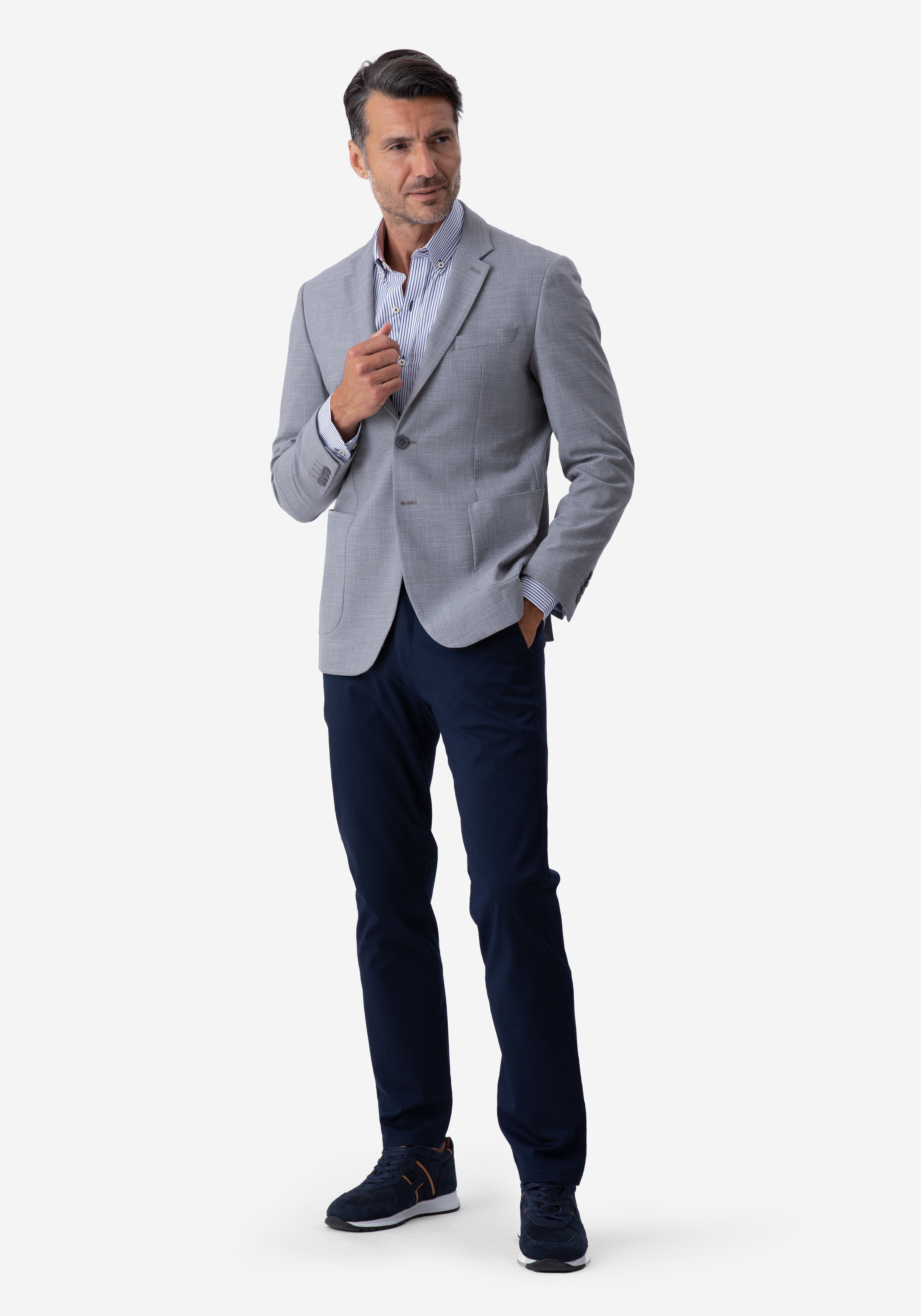 Contemporary Fit Light Gray Havana Blazer