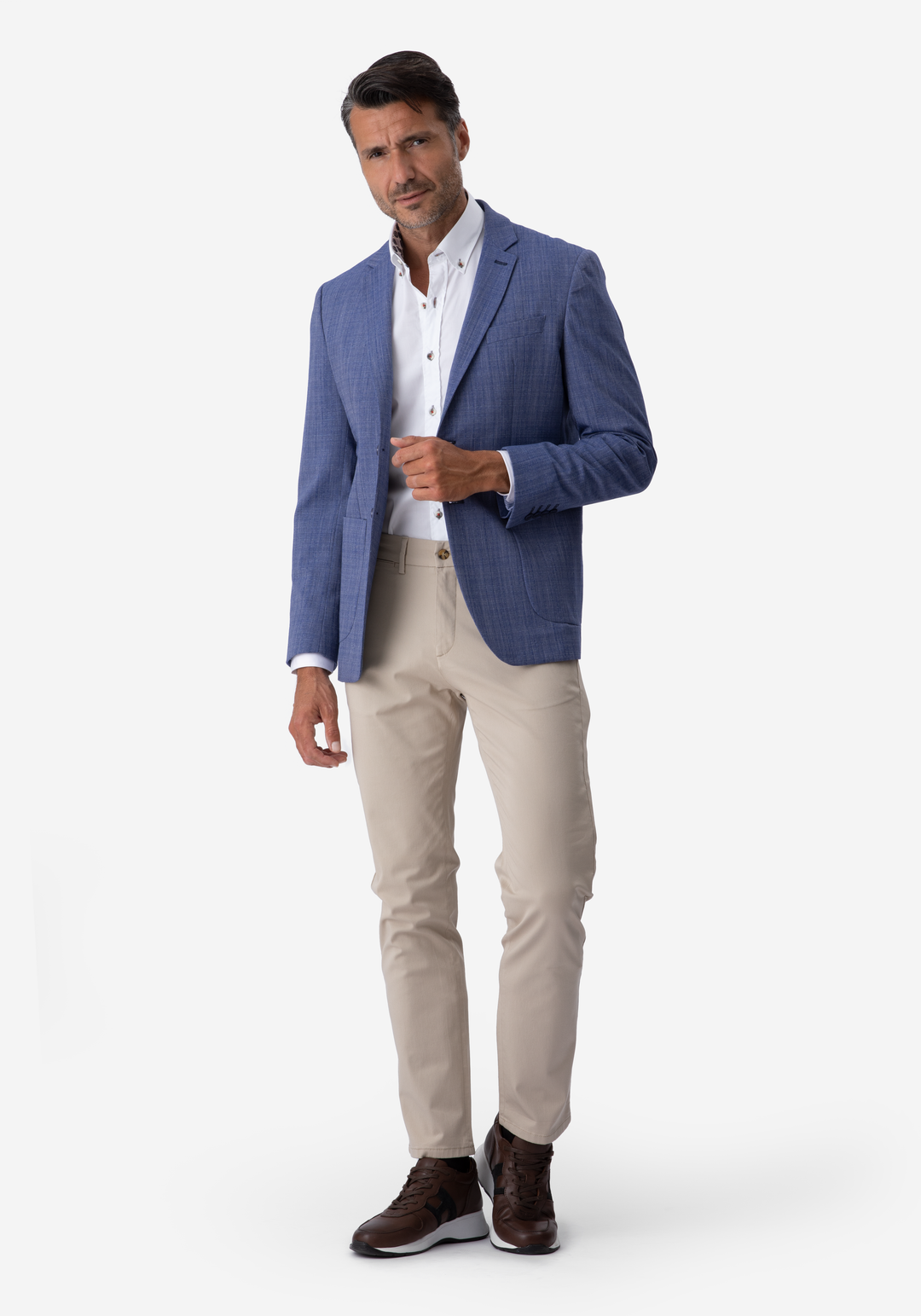 Contemporary Fit Pastel Blue Havana Blazer