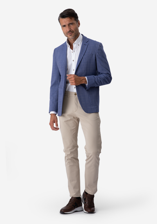 Contemporary Fit Pastel Blue Havana Blazer