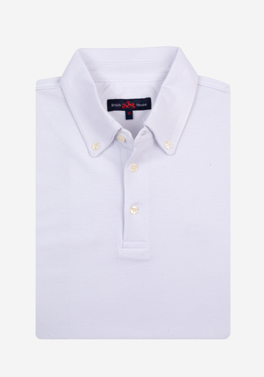 White Cotton Lycra Polo Shirt