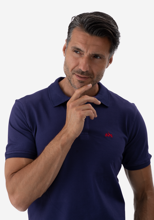 Navy Cotton Lycra Polo Shirt