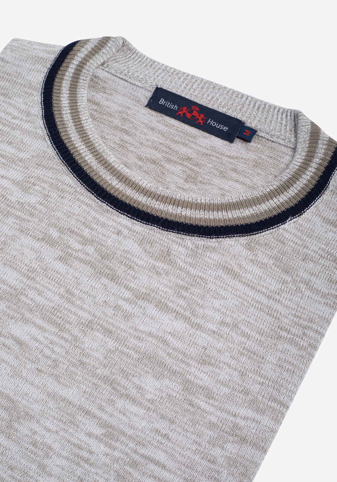 Sand Beige Melange Knitted Crewneck Shirt