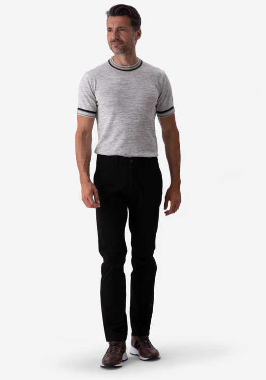 Sand Beige Melange Knitted Crewneck Shirt