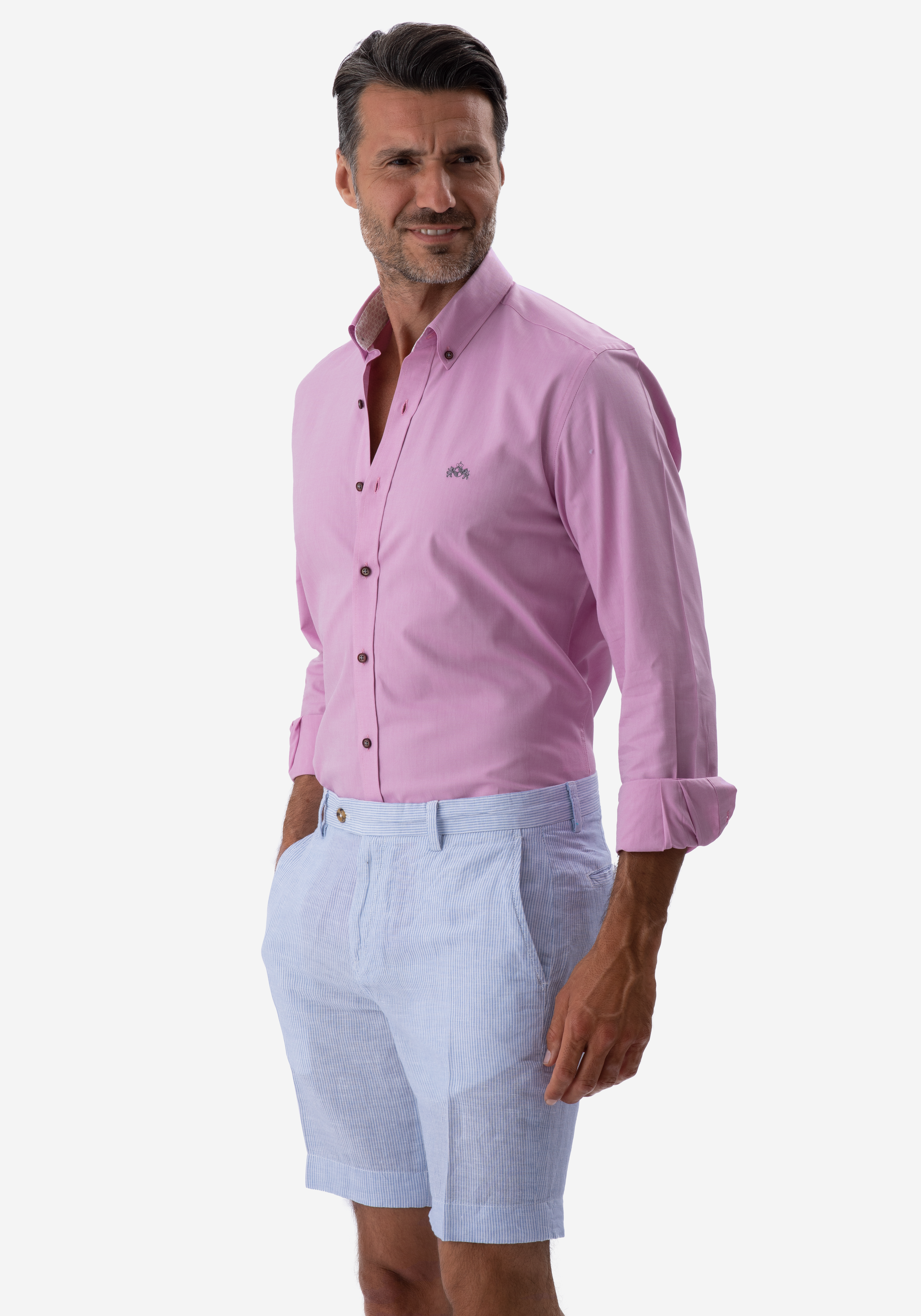 Light Blue Cotton Linen Short