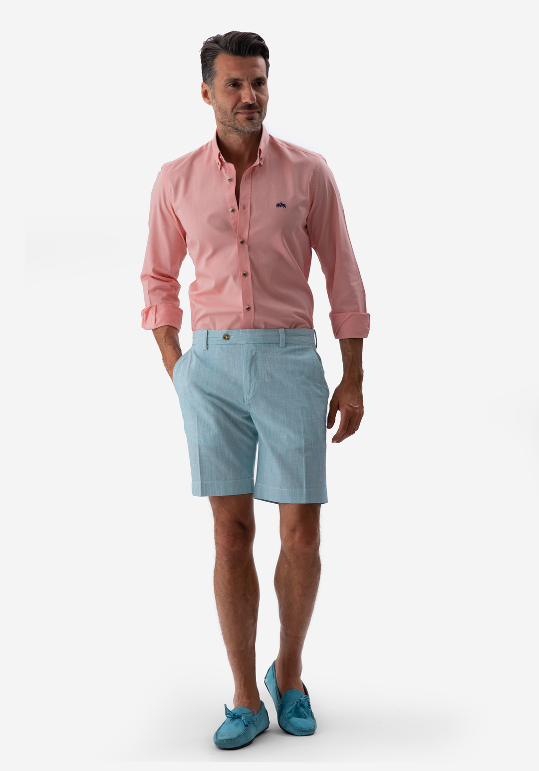 Turquoise Cotton Linen Short