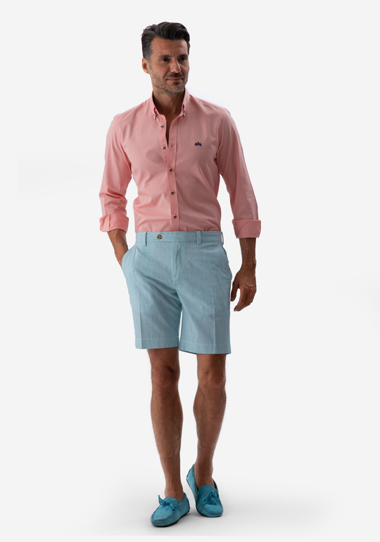 Turquoise Cotton Linen Short
