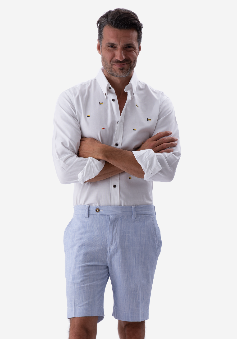 Delft Blue Cotton Linen Short