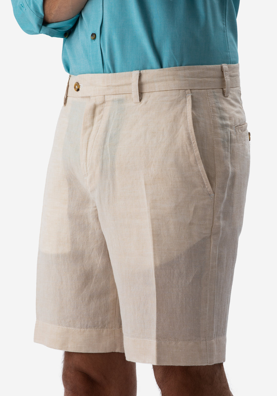 Light Beige Cotton Linen Short