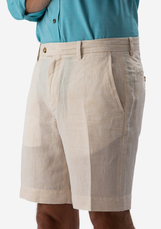 Light Beige Cotton Linen Short