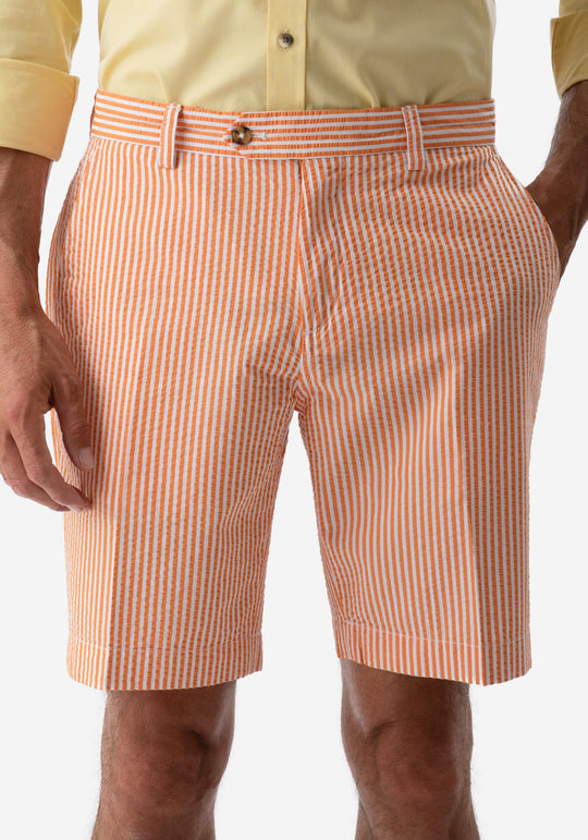 Vivid Orange Seersucker Short