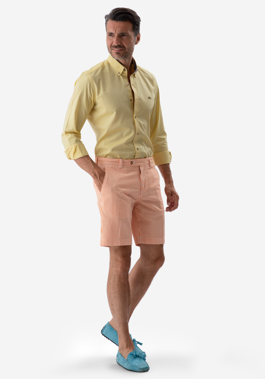 Vivid Orange Seersucker Short