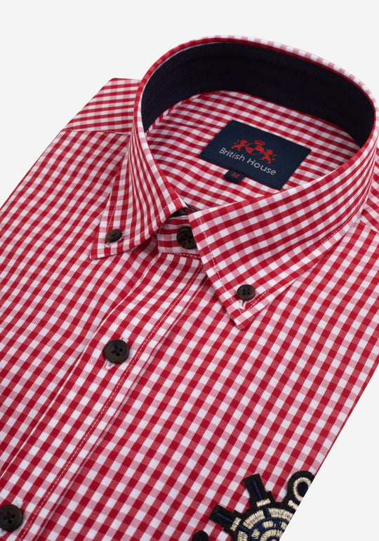 Fiery Red Checked Poplin Shirt