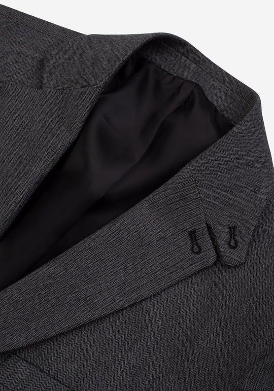 Contemporary Fit Midnight Grey Herringbone Blazer
