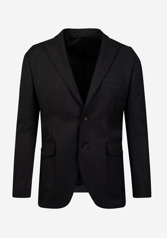 Contemporary Fit Dark Charcoal Herringbone Blazer