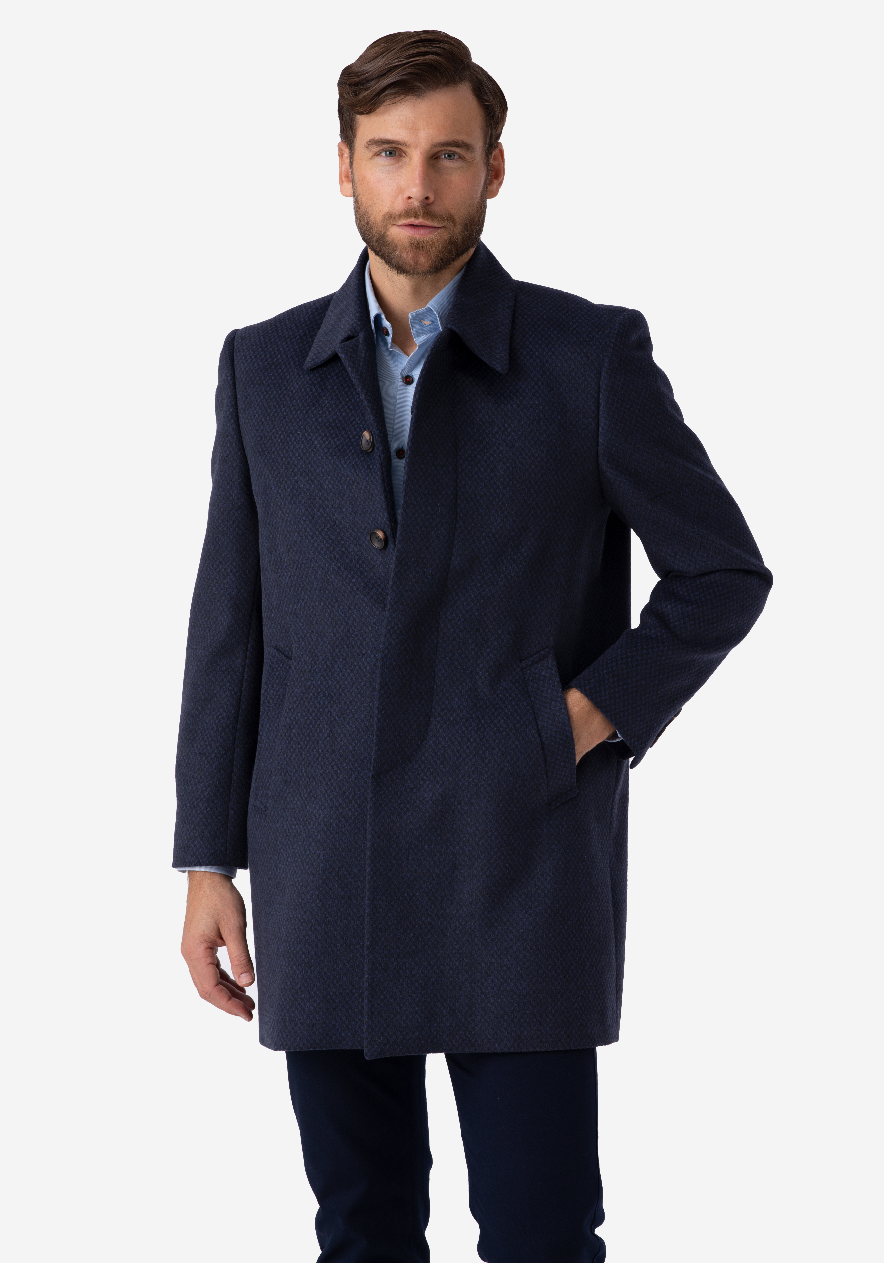 Sapphire Blue Poly Wool Coat
