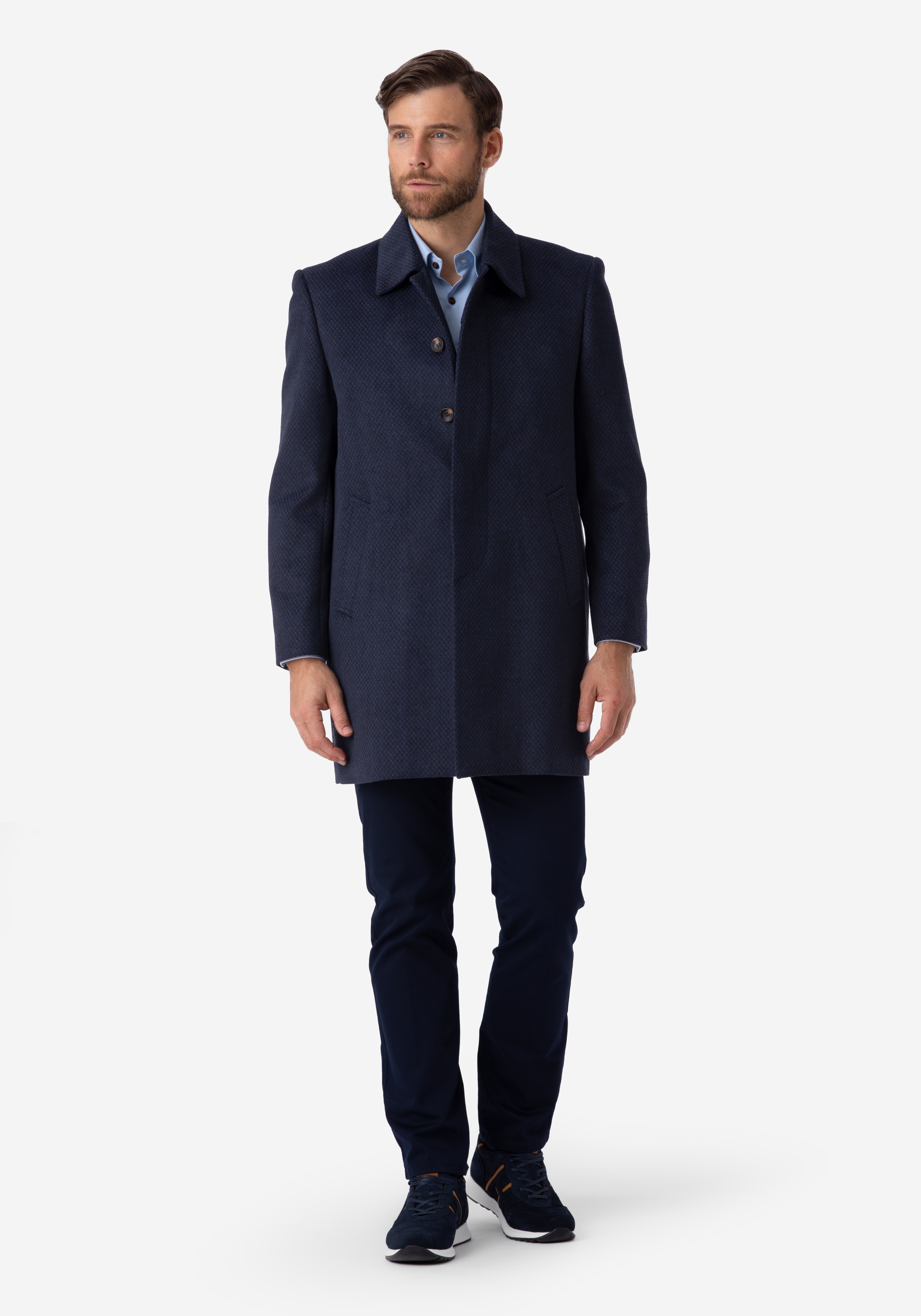 Sapphire Blue Poly Wool Coat