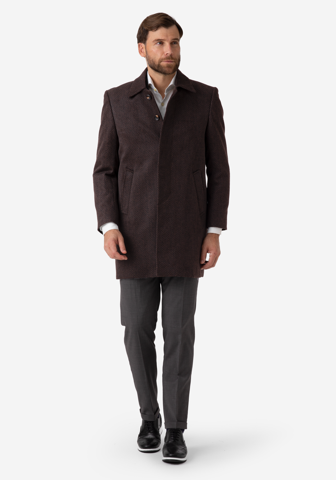 Mud Brown Poly Wool Coat