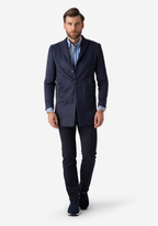 Navy Blue Poly Wool Coat