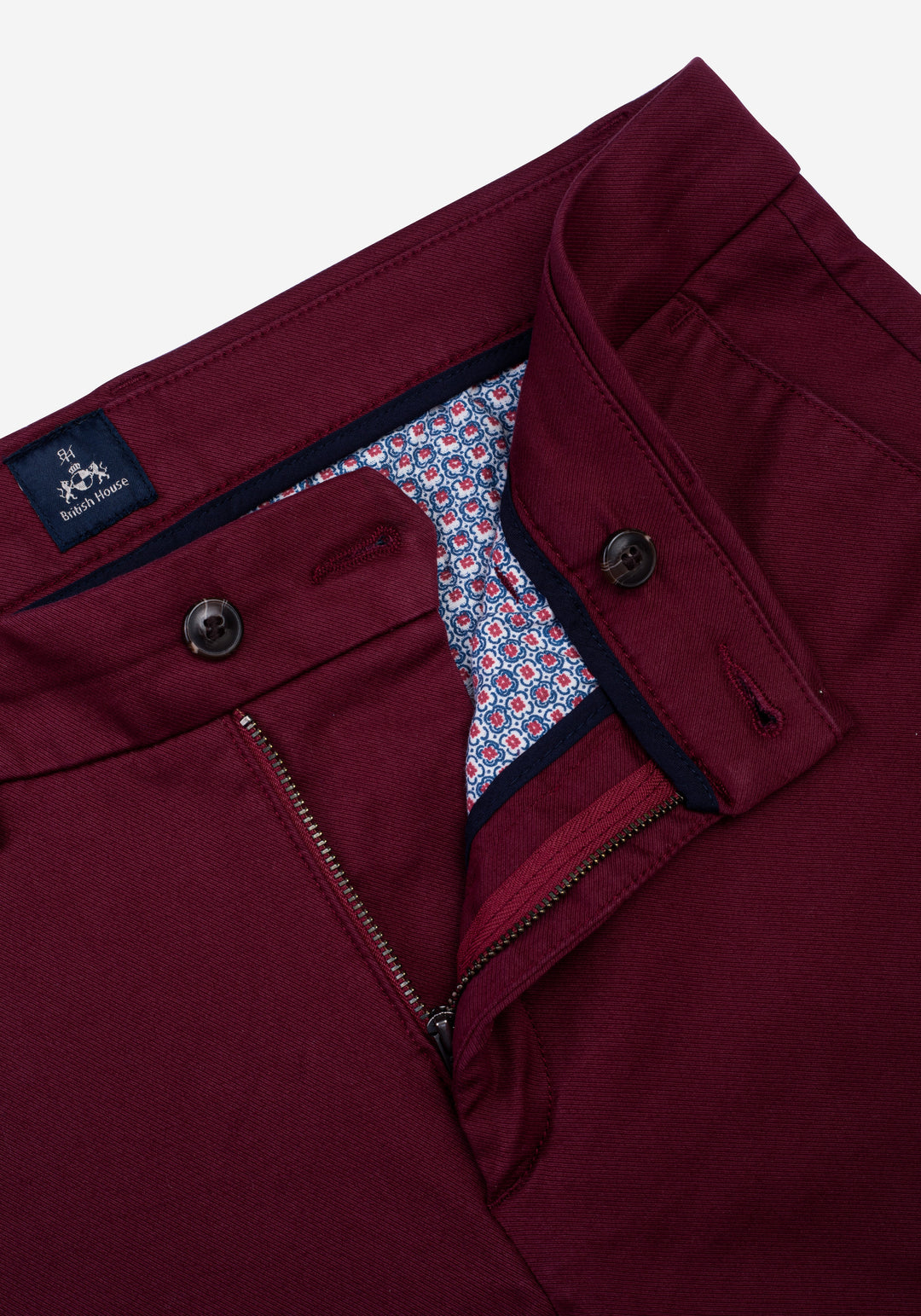 Contemporary Fit Burgundy Gabardine
