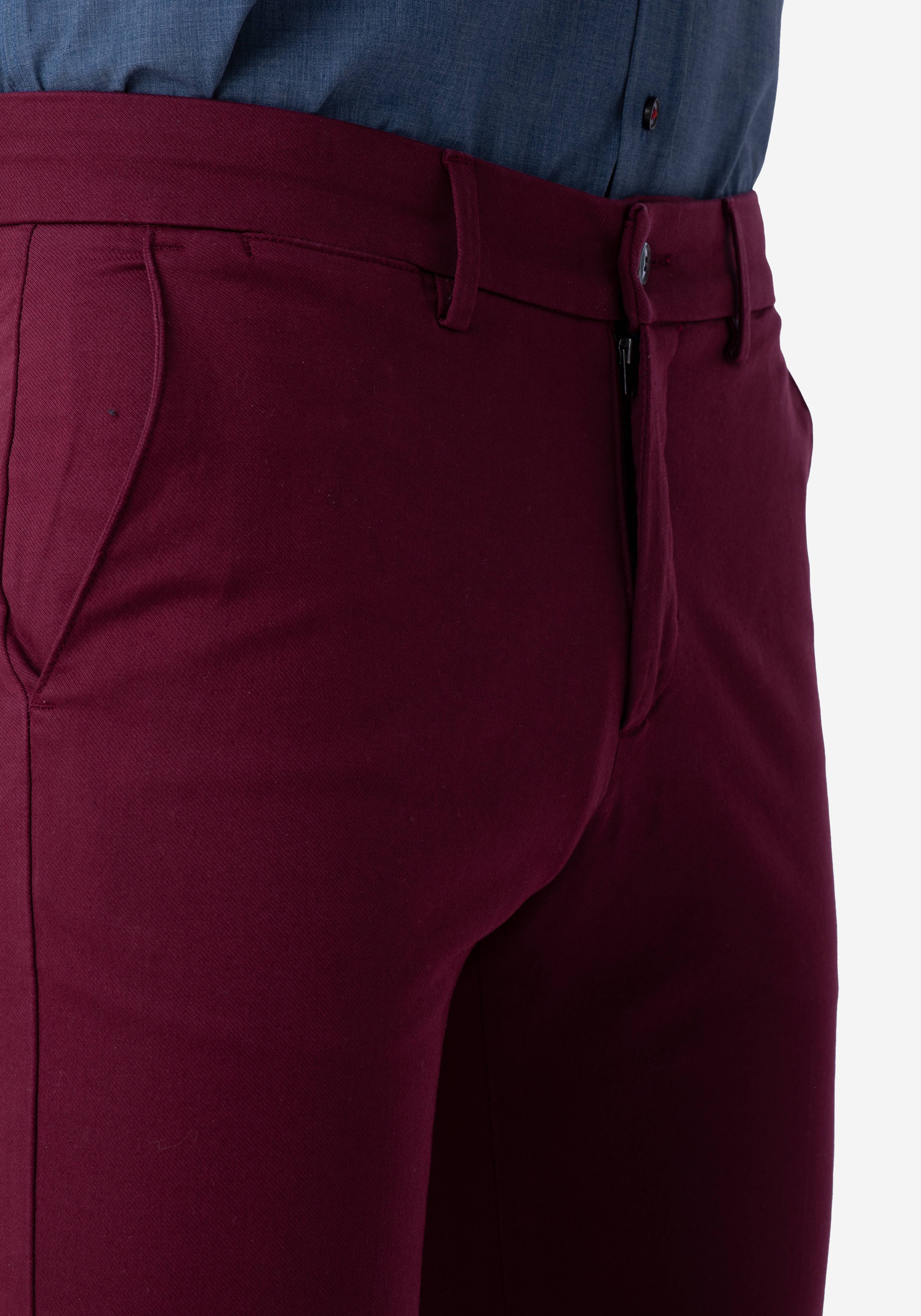 Contemporary Fit Burgundy Gabardine