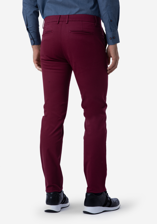 Contemporary Fit Burgundy Gabardine