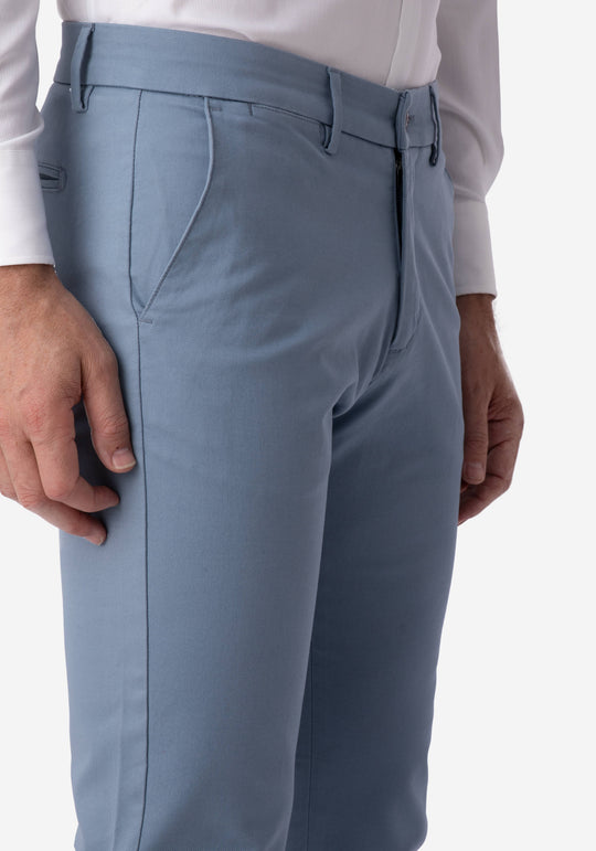 Contemporary Fit Dark Pastel Blue Gabardine