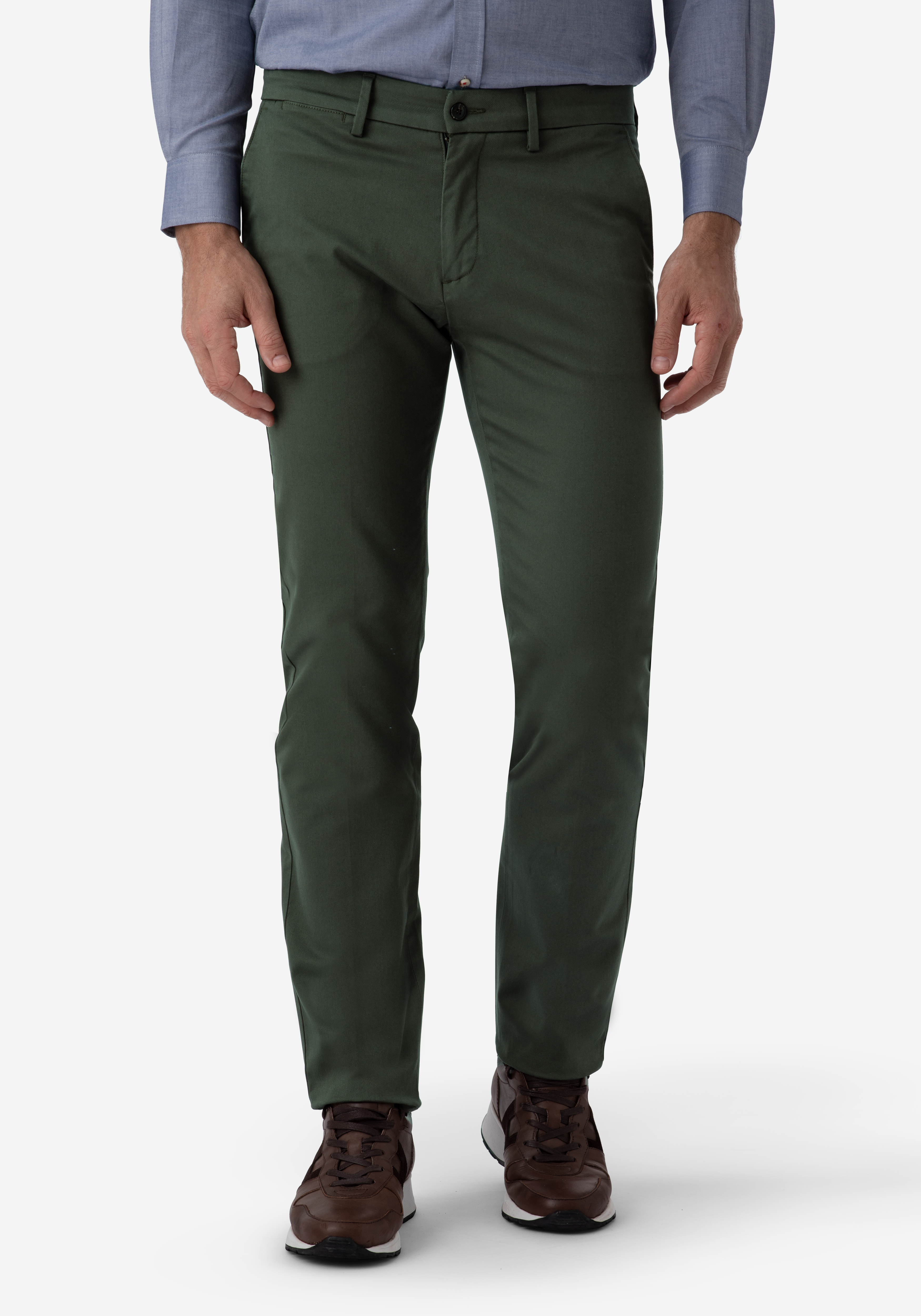 Contemporary Fit Dark Olive Gabardine