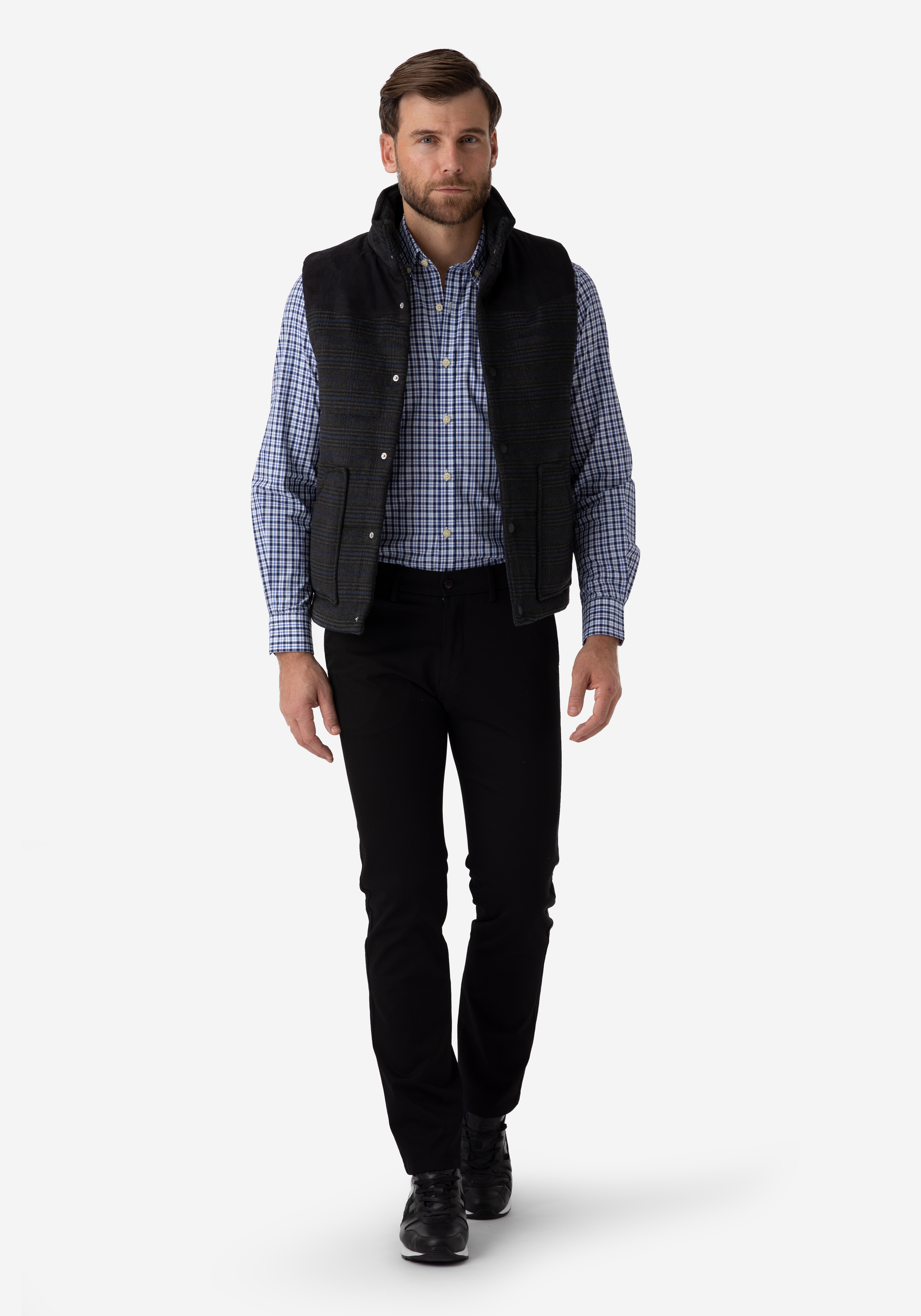 Charcoal Grey Checked Vest