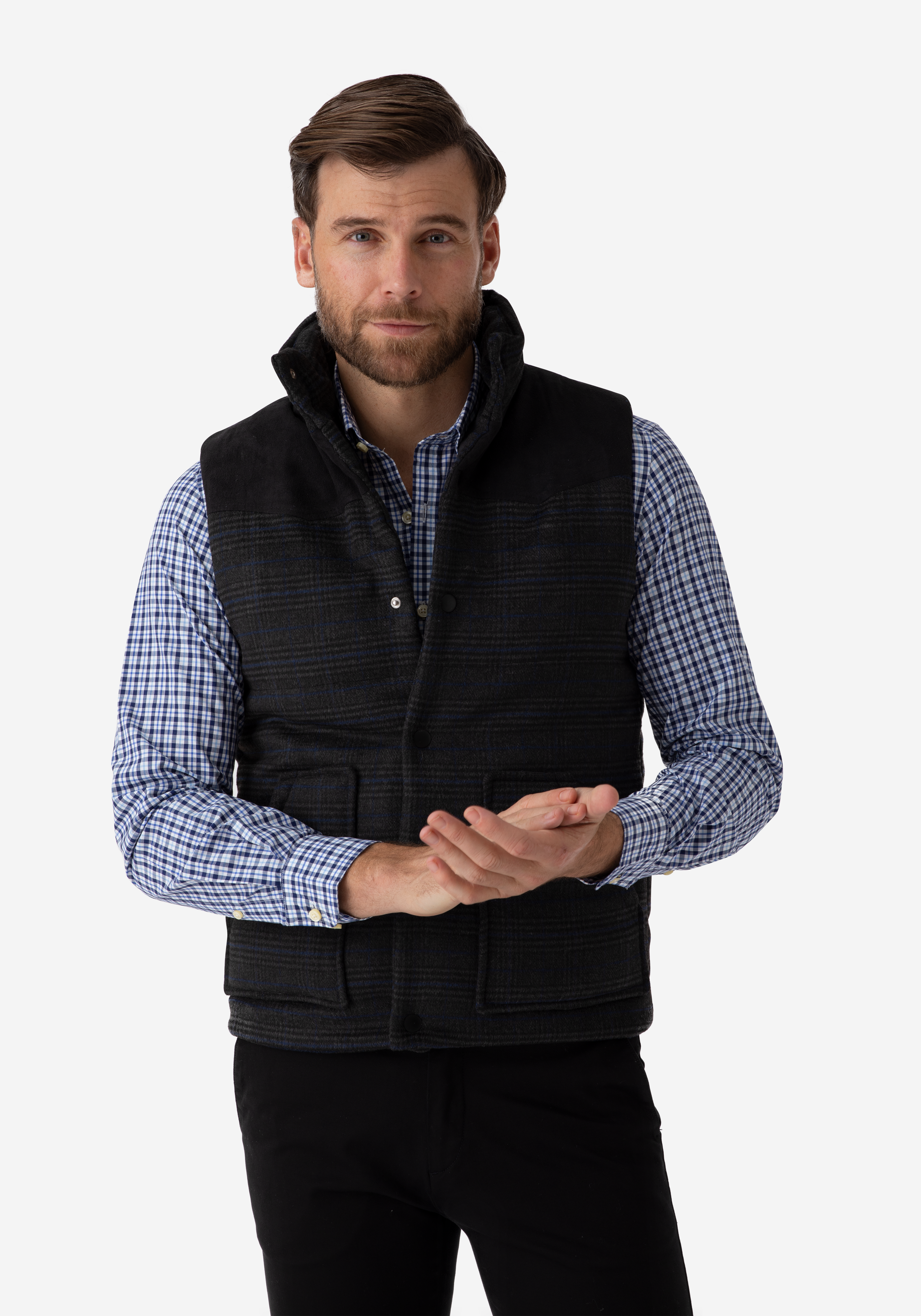 Charcoal Grey Checked Vest