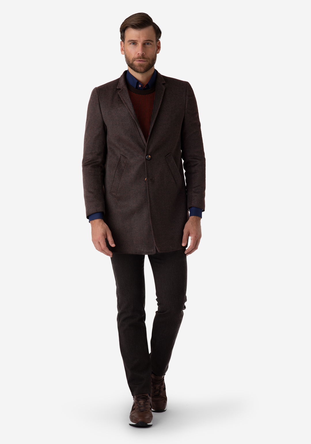 Coffee Brown Poly Wool Coat