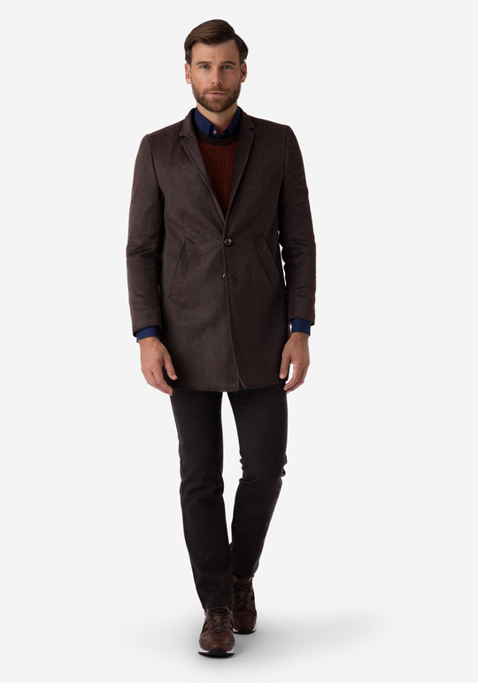 Coffee Brown Poly Wool Coat