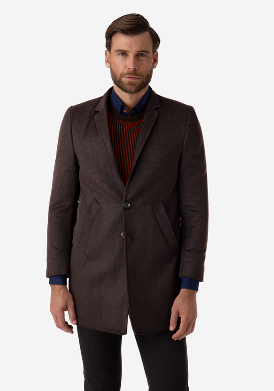 Coffee Brown Poly Wool Coat