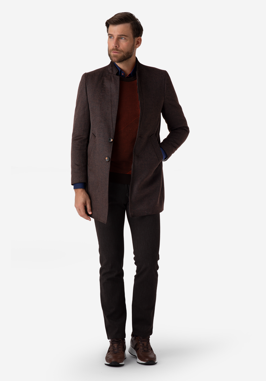 Coffee Brown Poly Wool Coat