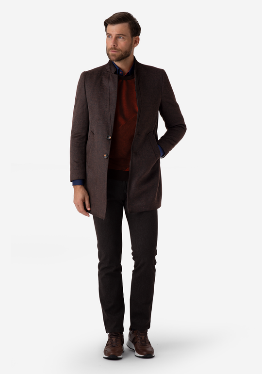 Coffee Brown Poly Wool Coat