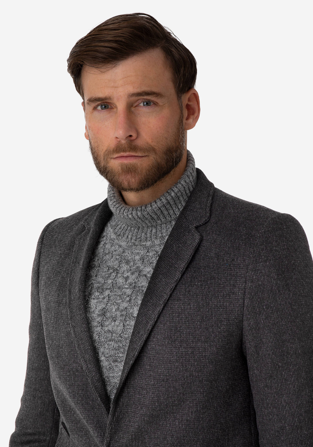 Midnight Grey Poly Wool Coat