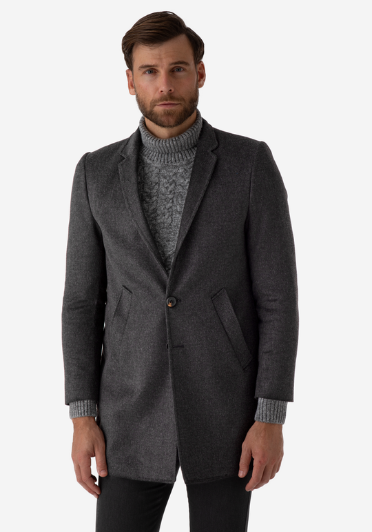Midnight Grey Poly Wool Coat