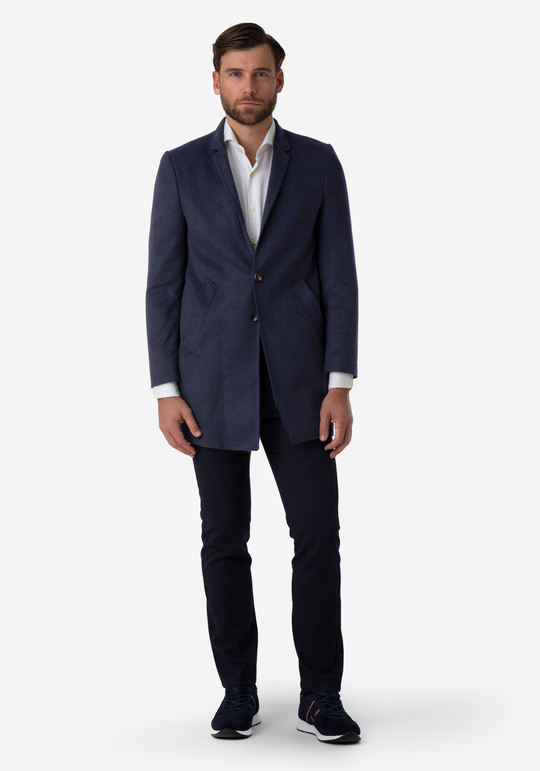 Midnight Blue Poly Wool Coat