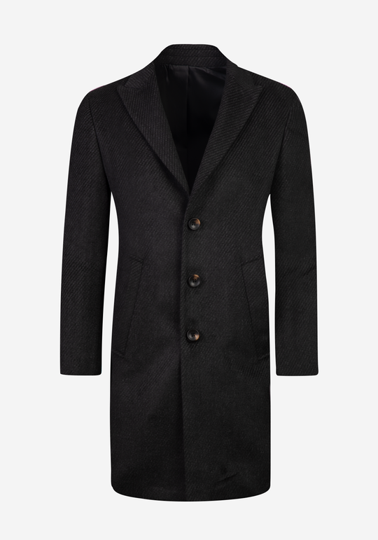 Charcoal Grey Poly Wool Coat