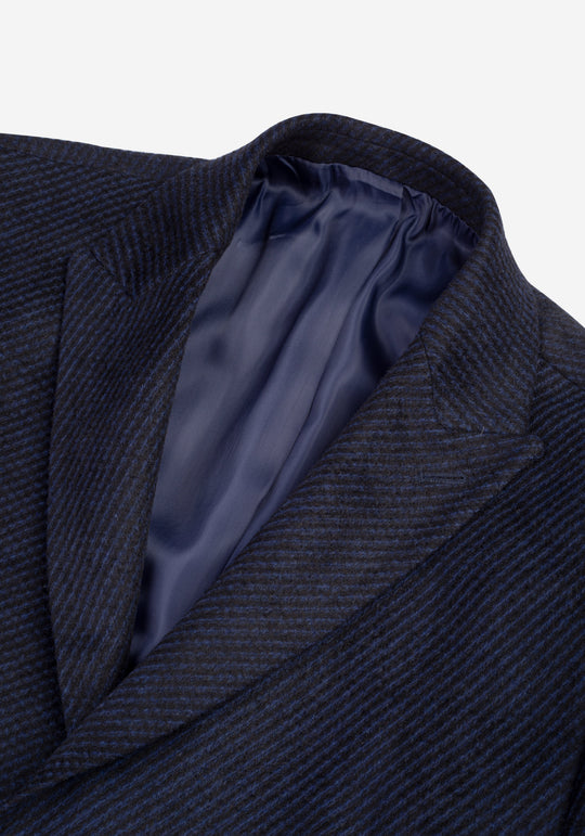 Navy Blue Poly Wool Coat