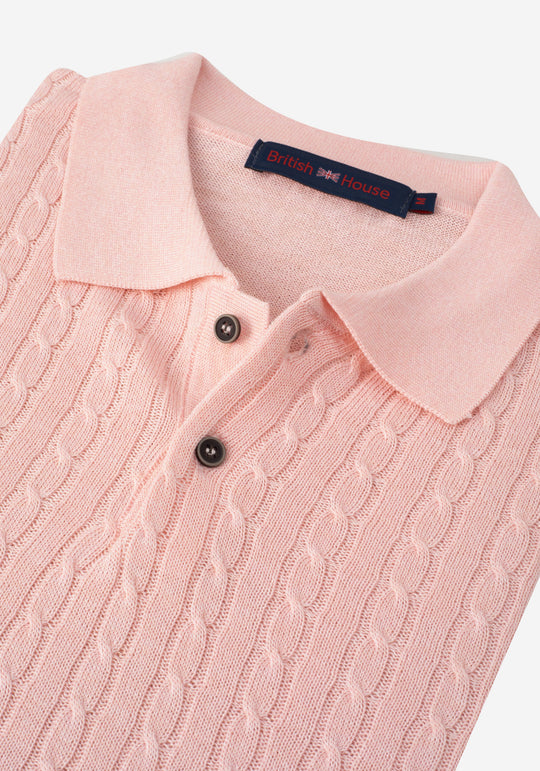 Faded Rose Braided Knitted Polo Shirt