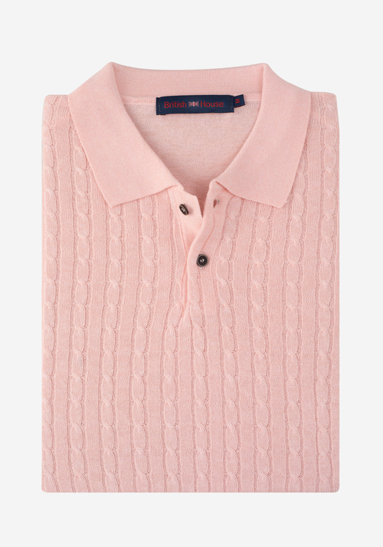 Faded Rose Braided Knitted Polo Shirt